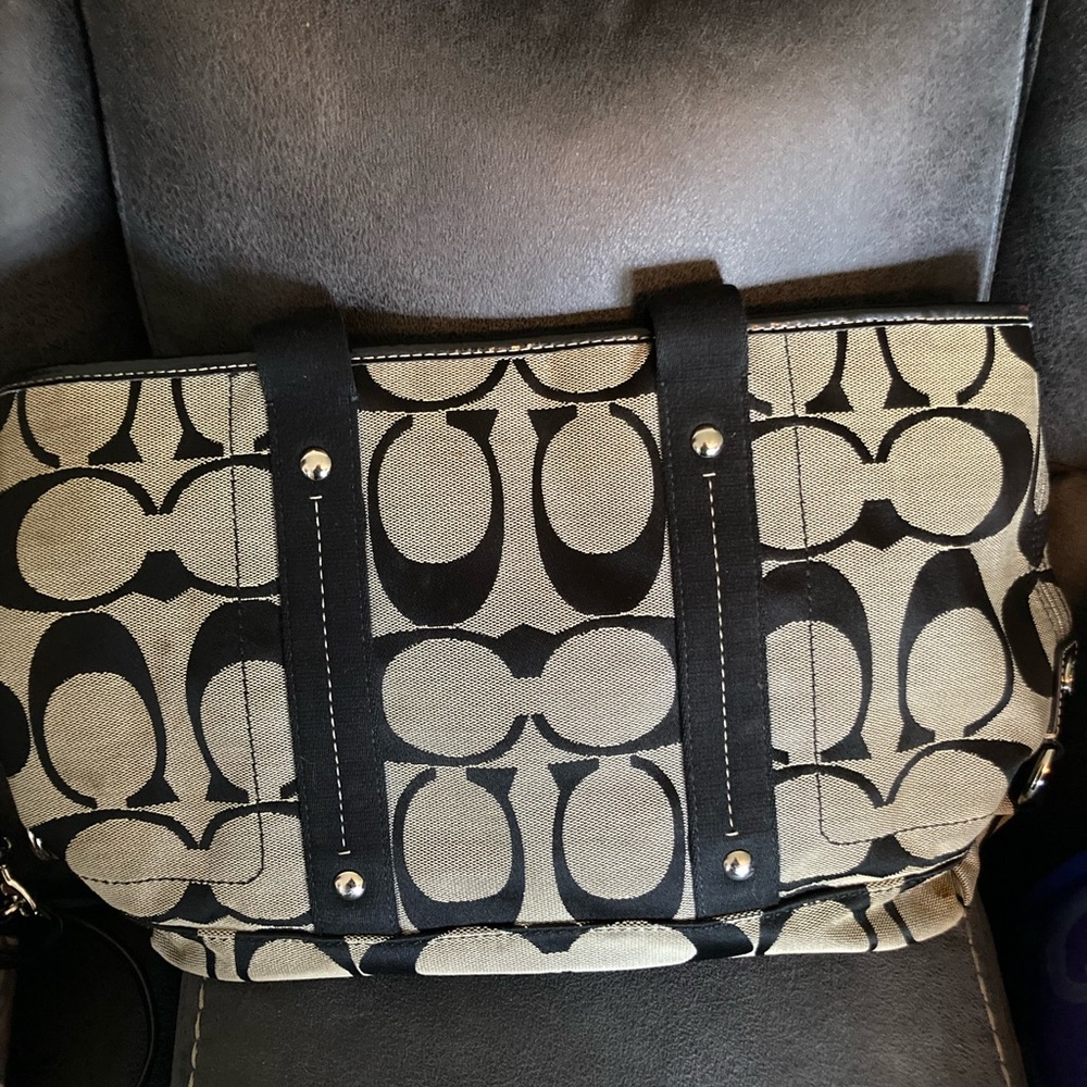 Early 2000s black and grey Coach tote bag